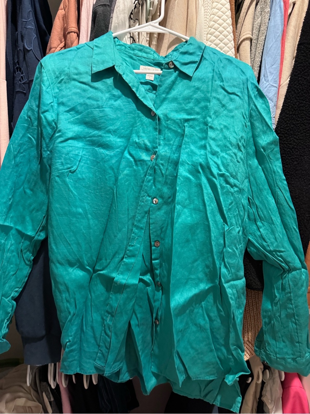 J. Jill Teal Button-Front Lightweight Shirt Jacket